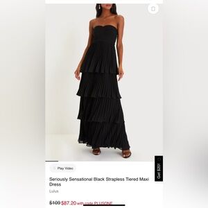 Lulu's Black Pleated Maxi Dress